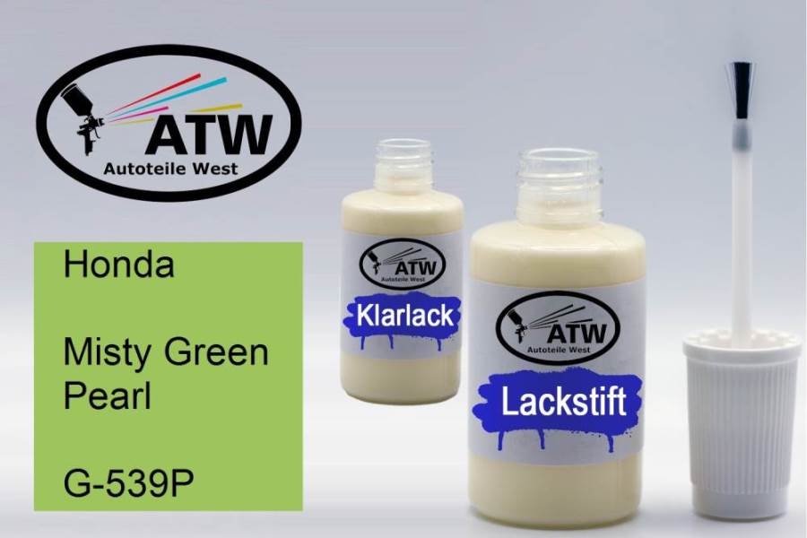 Honda, Misty Green Pearl, G-539P: 20ml Lackstift + 20ml Klarlack - Set, von ATW Autoteile West.